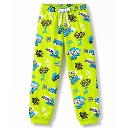 Pine Kids Cotton Knit Half Sleeves Text Printed Co-Ords T-Shirt & Pyjama Night Suit - Neon Green