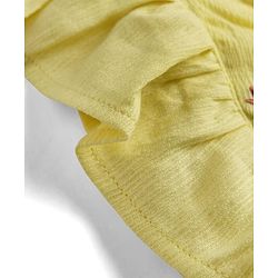 Pine Kids Woven Sleeveless Floral Embroidered Frock - Yellow