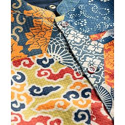 Pine Kids Woven Full Sleeves Solid Colour Kurta Pajama Set with Floral Printed Nehru Jacket - Navy Blue