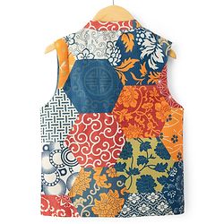 Pine Kids Woven Full Sleeves Solid Colour Kurta Pajama Set with Floral Printed Nehru Jacket - Navy Blue