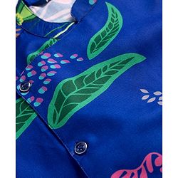 Pine Kids Woven Full Sleeves Floral Printed Kurta Pyjama Set - Blue