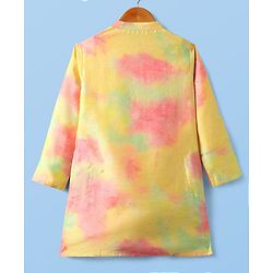 Pine Kids Woven Full Sleeves Tie-Dye Stone Embellished Kurta & Pyjama Set - Yellow