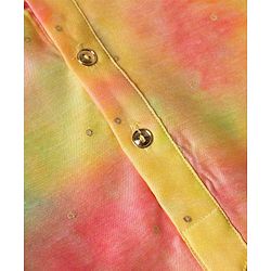 Pine Kids Woven Full Sleeves Tie-Dye Stone Embellished Kurta & Pyjama Set - Yellow