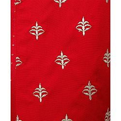Pine Kids Woven Full Sleeves Solid Colour Kurta Pajama Set with Floral Embroidered Nehru Jacket - Red