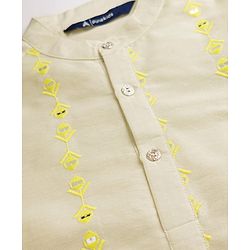 Pine Kids Woven Kurta Pyjama Set with Full Sleeves and Stripe Sequins in Grey for 4-5 Years