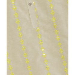 Pine Kids Woven Kurta Pyjama Set with Full Sleeves and Stripe Sequins in Grey for 4-5 Years