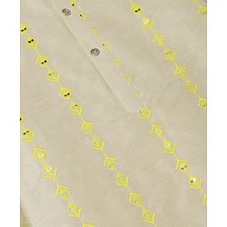 Pine Kids Woven Kurta Pyjama Set with Full Sleeves and Stripe Sequins in Grey for 4-5 Years