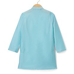 Pine Kids Woven Full Sleeves Solid Colour Kurta Pajama Set with Floral Brocade Nehru Jacket - Sky Blue