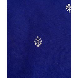 Pine Kids Woven Full Sleeves Kurta Pyjama Set With Leaves Embroidery - Navy Blue