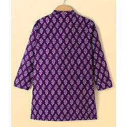 Pine Kids Cotton Woven Full Sleeves Floral Printed Kurta Pajama Set - Purple