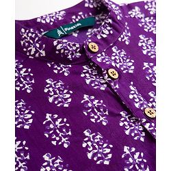 Pine Kids Cotton Woven Full Sleeves Floral Printed Kurta Pajama Set - Purple