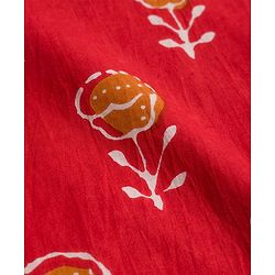 Pine Kids Cotton Woven Full Sleeves Floral Printed Kurta - Red