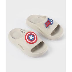 Pine Kids Marvel Slip On Flip Flops With Avengers Captain America Theme Applique - Beige