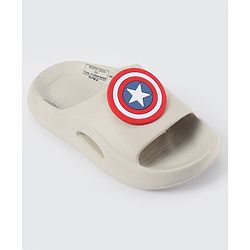 Pine Kids Marvel Slip On Flip Flops With Avengers Captain America Theme Applique - Beige