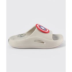 Pine Kids Marvel Slip On Flip Flops With Avengers Captain America Theme Applique - Beige