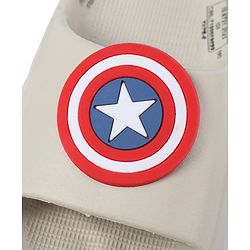 Pine Kids Marvel Slip On Flip Flops With Avengers Captain America Theme Applique - Beige