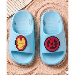 Pine Kids Marvel Slip On Flip Flops With Avengers Iron Man Applique - Light Blue