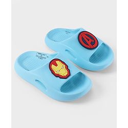Pine Kids Marvel Slip On Flip Flops With Avengers Iron Man Applique - Light Blue