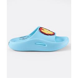 Pine Kids Marvel Slip On Flip Flops With Avengers Iron Man Applique - Light Blue