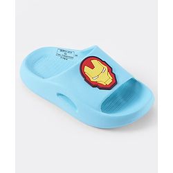 Pine Kids Marvel Slip On Flip Flops With Avengers Iron Man Applique - Light Blue