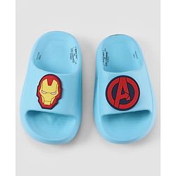Pine Kids Marvel Slip On Flip Flops With Avengers Iron Man Applique - Light Blue
