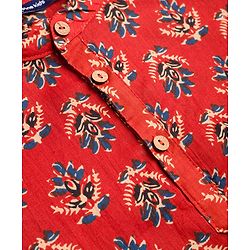 Pine Kids Cotton Woven Full Sleeves Floral Printed Kurta - Maroon