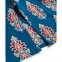 Pine Kids Cotton Woven Full Sleeves Floral Printed Kurta - Royal Blue