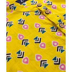 Pine Kids Cotton Woven Full Sleeves Printed Kurta - Yellow