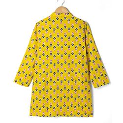 Pine Kids Cotton Woven Full Sleeves Printed Kurta - Yellow