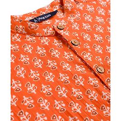 Pine Kids Cotton Woven Full Sleeves Floral Printed Kurta - Orange