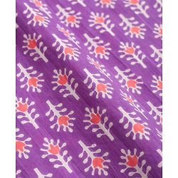 Pine Kids Cotton Woven Full Sleeves Floral Printed Kurta - Purple