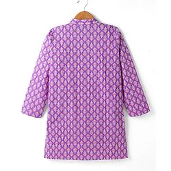 Pine Kids Cotton Woven Full Sleeves Floral Printed Kurta - Purple