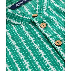 Pine Kids Cotton Woven Kurta with Full Sleeves and Striped Print - Green