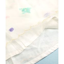 Pine Kids Woven Half Sleeves Choli & Lehenga Set With Dupatta - Cream