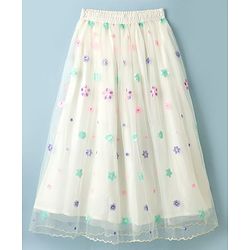 Pine Kids Woven Half Sleeves Choli & Lehenga Set With Dupatta - Cream