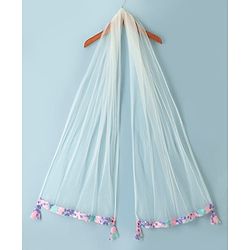 Pine Kids Woven Half Sleeves Choli & Lehenga Set With Dupatta - Cream