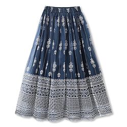 Pine Kids Woven Sleeveless Lehenga Choli Dupatta Set With Floral Print - Navy Blue