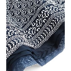 Pine Kids Woven Sleeveless Lehenga Choli Dupatta Set With Floral Print - Navy Blue