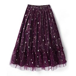 Pine Kids Woven Half Sleeves Foil Print & Floral Embroidered Lehenga Choli With Dupatta - Wine