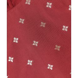 Pine Kids Woven Half Sleeves Floral Designed Choli Lahenga Set with Dupatta - Dark Red