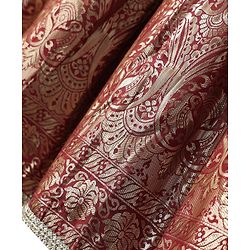 Pine Kids Woven Half Sleeves Floral Designed Choli Lahenga Set with Dupatta - Dark Red