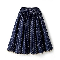Pine Kids Woven Sleeveless Sequinned & Floral Foil Printed Lehenga Choli Set With Dupatta - Navy Blue