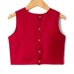 Pine Kids Woven Flared Lehenga Choli and Dupatta Set with Sleeveless and Floral Embroidery - Pink