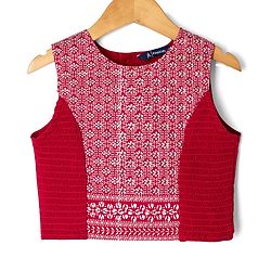Pine Kids Woven Flared Lehenga Choli and Dupatta Set with Sleeveless and Floral Embroidery - Pink