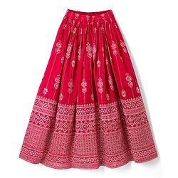Pine Kids Woven Flared Lehenga Choli and Dupatta Set with Sleeveless and Floral Embroidery - Pink