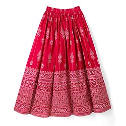 Pine Kids Woven Flared Lehenga Choli and Dupatta Set with Sleeveless and Floral Embroidery - Pink