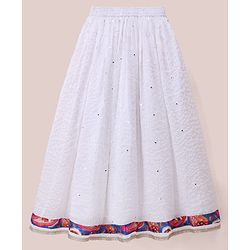 Pine Kids Woven Full Sleeves Printed Jacket & Choli Lehenga Set - Teal Blue
