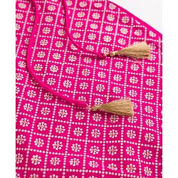 Pine Kids Woven Half Sleeves Choli and Lehenga with Dupatta and Geometric Grid Embroidery in Pink for 4-5 Years