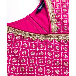 Pine Kids Woven Half Sleeves Choli and Lehenga with Dupatta and Geometric Grid Embroidery in Pink for 4-5 Years