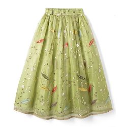 Pine Kids Woven Sleeveless Floral Sequinned Choli & Lehegnga Set With Dupatta - Lime Green